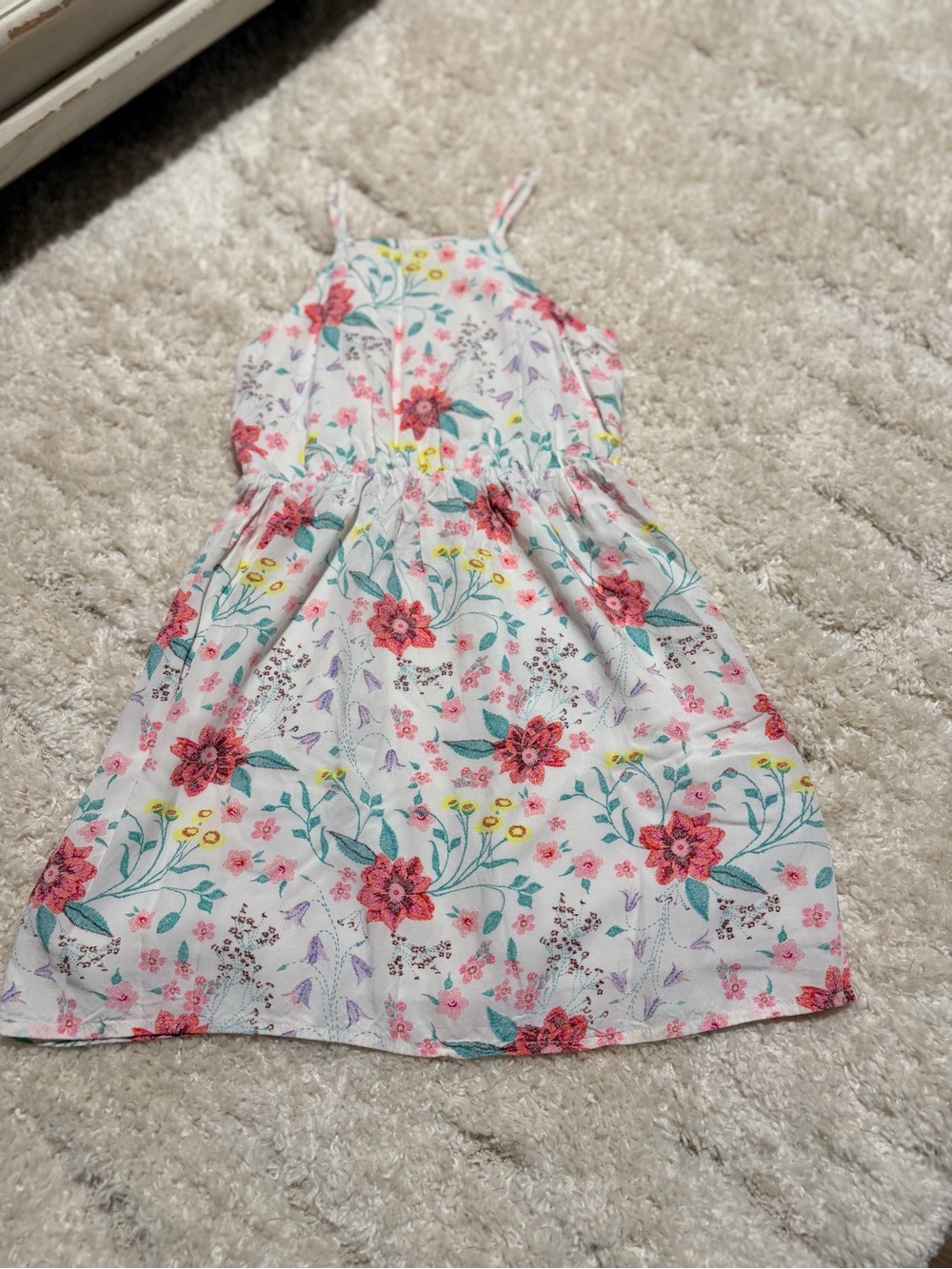 Old Navy White Floral Sundress with Pink & Teal Accents
